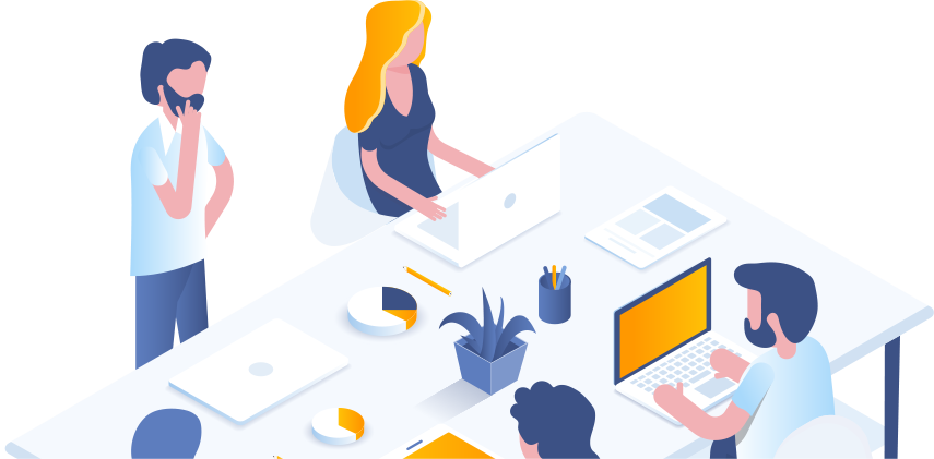 Illustration of people around table